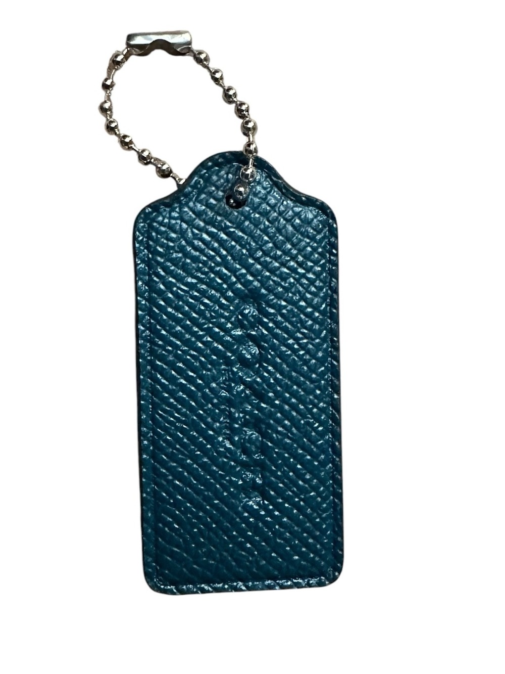 Coach Leather Replacement Hangtag Fob Dark Teal / Green Crossgrain Leather 2.25”